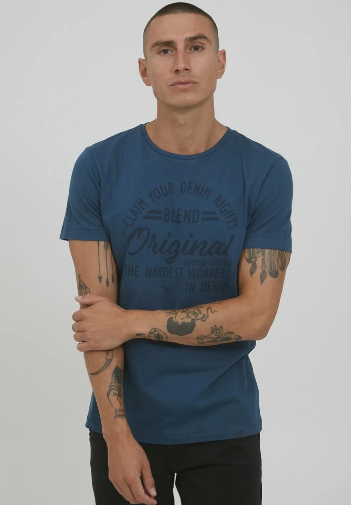 Budget 🧨 Blend BHMIKE - T-shirt Imprimé - Ensign Blue 😀