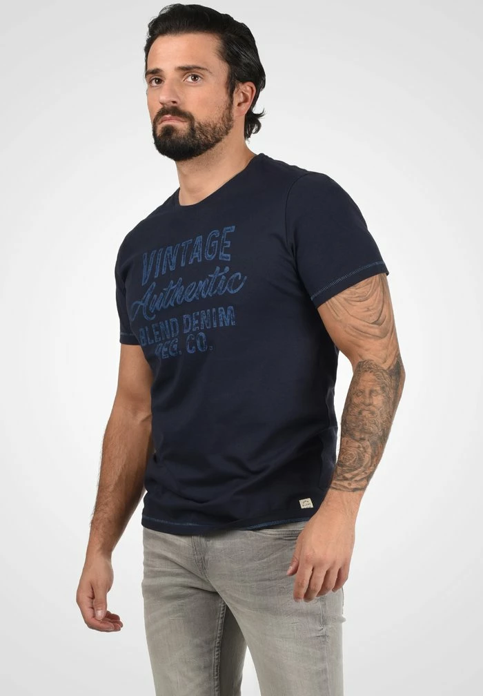 Tout neuf 🎉 Blend BHFLORENZ - T-shirt Imprimé - Dark Navy Blue 👍